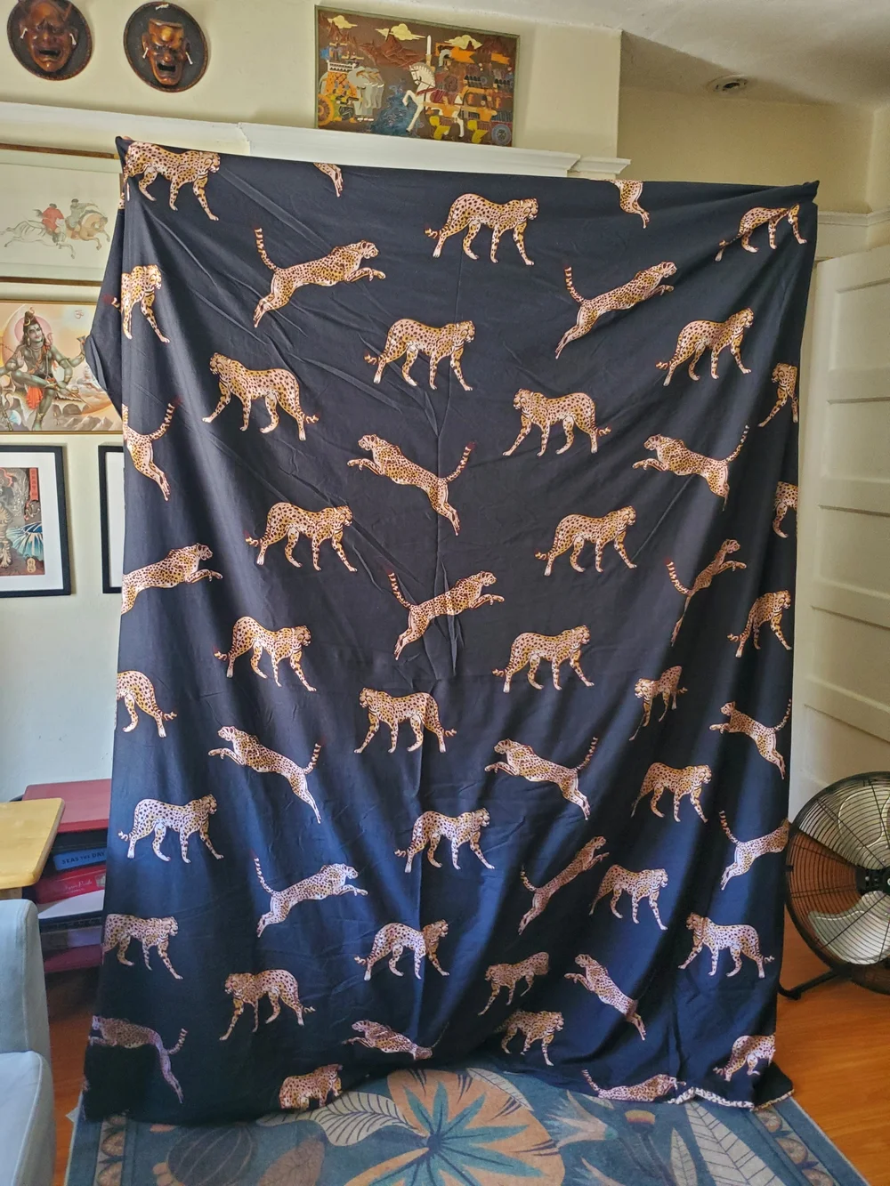 Navy Leopard Print/Reversible Duvet Cover & Pillow Cases - 3 Pieces